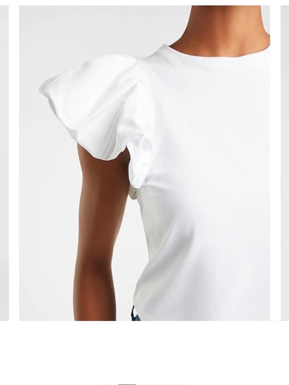 Express Ruffle Sleeve White Top - Picture 2 of 9